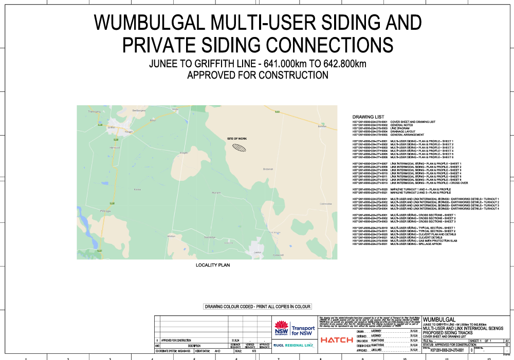 WUMBULGAL MULTI-USER SIDING AND PRIVATE SIDING CONNECTIONS  JUNEE TO GRIFFITH LINE – 641.000km TO 642.800km